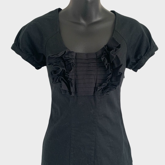 Ted Baker Black Ruffle Front Sheath Dress - Picture 2 of 10